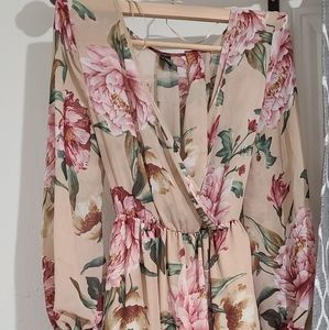 Long sleeve floral chiffon dress